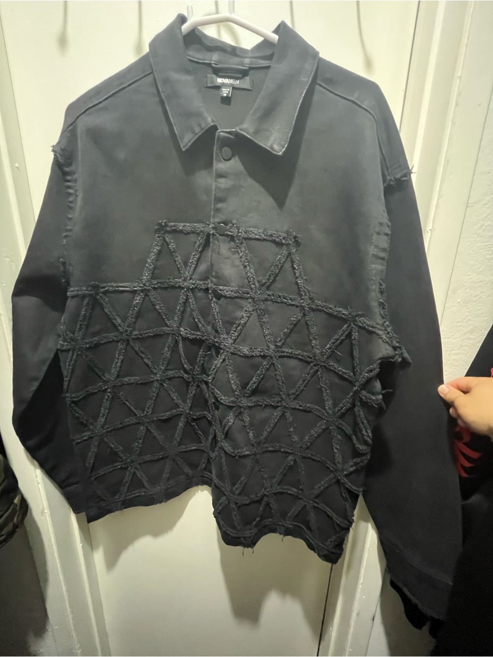 Unk Black Geometric Appliqué Shirt Jacket